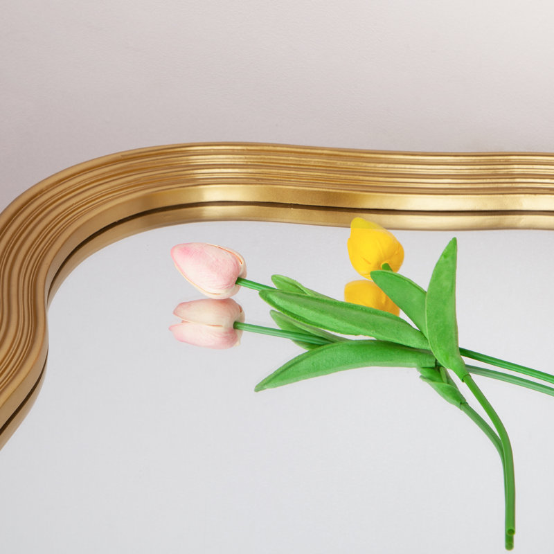 36x24 Inch Asymmetrical Cloud Mirror - Modern Wavy Frameless Wall Mirror With Beveled Edge, Shatterproof